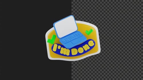 3D Animated Laptop Checkmark Done Icon Reveal