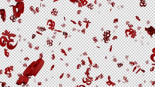 Falling Brahma Hindu Indian Symbols Animation Background, on Alpha Channel, Loop