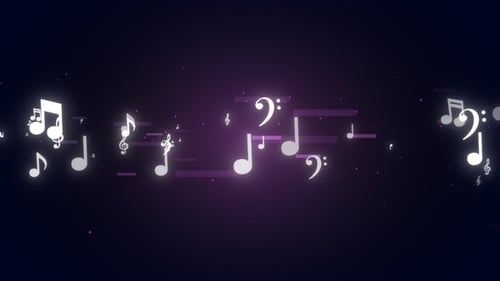 Floating Music Notes Animation on Dark Purple Background