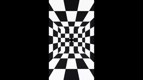 Vertical video black and white square optical illusion checker tunnel