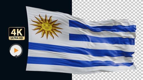 Uruguay Flag 4K Loop Alpha