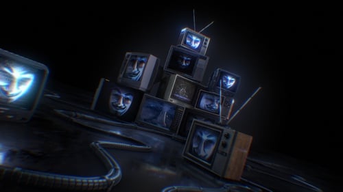 Máscara anónima de Guy Fawks en la televisión 01