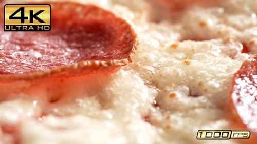 Close Up of a Pepperoni Pizza with Melted Cheese