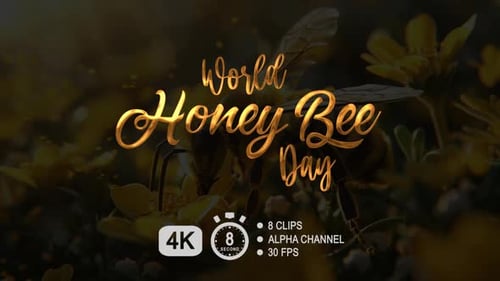 Elegant Golden World Honey Bee Day Title Reveal