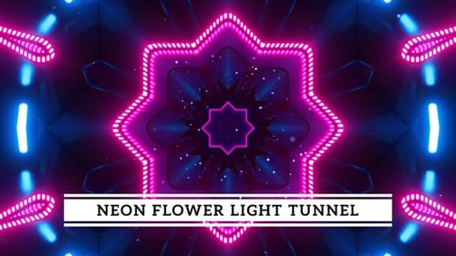 Abstract Neon Glowing Kaleidoscope Loop Background