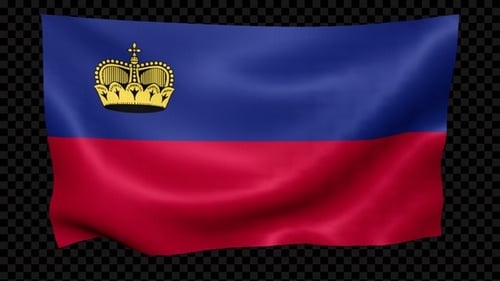 Realistic Waving Liechtenstein Flag Loop