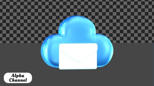 Cloud Email Message 3D Animation | Alpha Channel