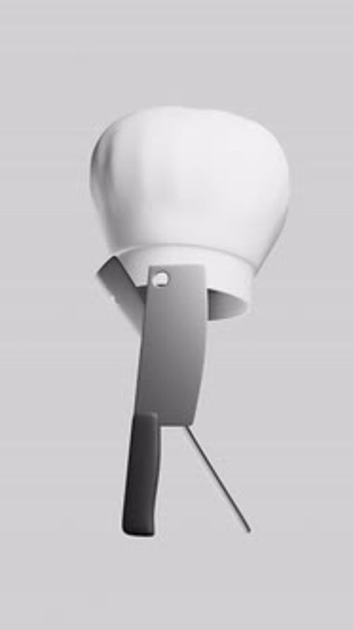 3D Chef Hat with Crossed Utensils Animated Icon