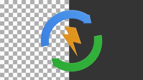 Animated 3D Icon of Energy and Recycle Loop