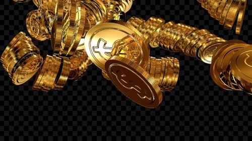 Coins Falling Top View