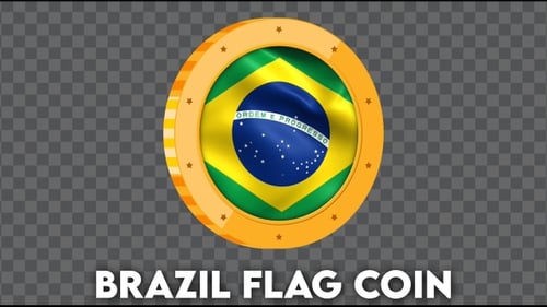 3D Brazilian Flag Gold Coin Spinning Animation