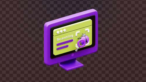 3D Antivirus Scanning Animation on Computer Screen