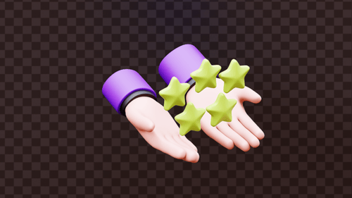 3D Hands Holding Five Stars Animation