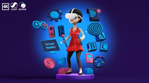 Virtual Reality Gamer Girl Animations with Alpha