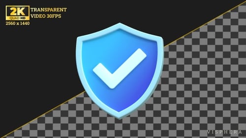 3D Shield and Checkmark Icon Animation
