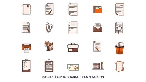 Flat Design Business and Office Document Icon Pack