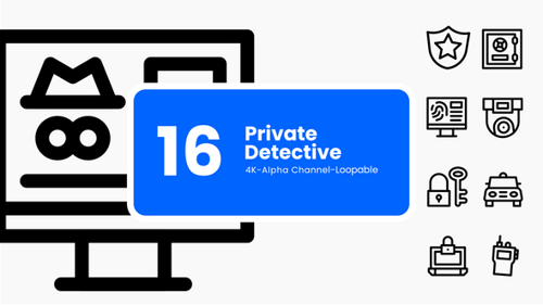 Private Investigator Icons – Animated Crime-Solving Line Graphics