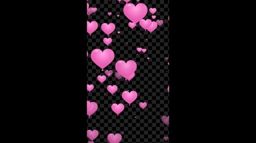 Vertical Heart Balloon Flying Pink Alpha Loop V2