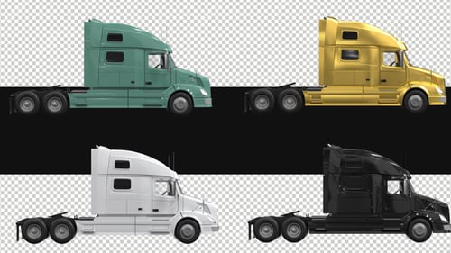 Pack Of 4 Speeding Semi Trucks Animations On Alpha Loop