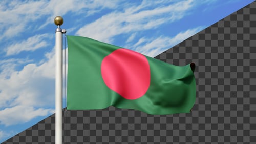 Bangladesh Flag Waving in Realistic Animation