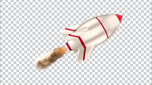 Rocket Flying Above All Slow Motion Transparent Background Loop 4k