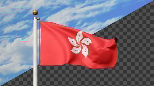 Waving Hong Kong Flag Animation with Alpha Channel