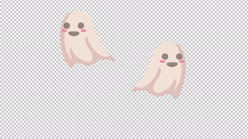 Cute Halloween Cartoon Ghosts Floating Looping Animation