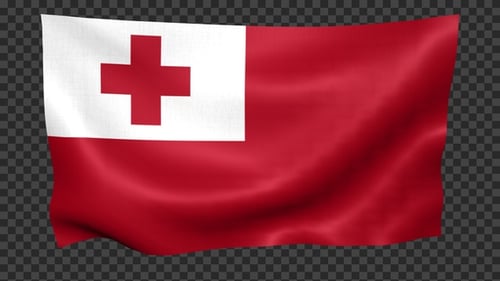 Waving Flag of Tonga with Alpha Channel