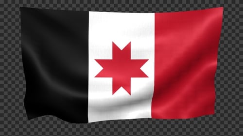 Seamless Looping Waving Flag with Red Eight-Pointed Star