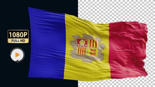 Realistic Andorra Flag Waving Seamless Loop