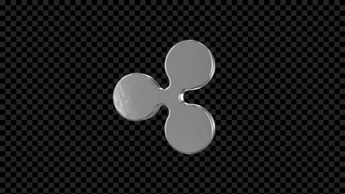 3D Metallic Ripple XRP Cryptocurrency Logo Rotating