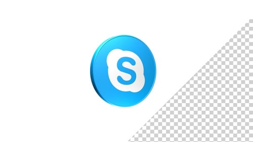 Animated 3D Skype Logo with Rotation on Alpha Channel