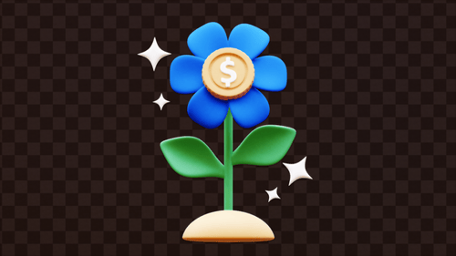 3D Investment Growth Flower Concept