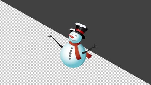 Waving Snowman Cartoon Animation for Winter Holiday Greetings