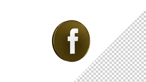 3D Gold Facebook Logo Coin Rotation Reveal