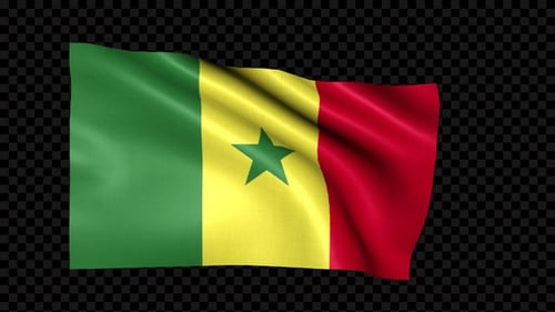 Seamless Loop Waving Senegal Flag Alpha Channel Animation