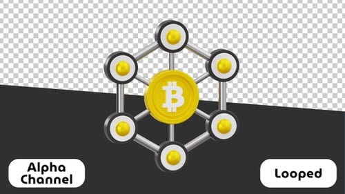 Decentralized Networks of Bitcoin 3D Animation | Alpha Channel