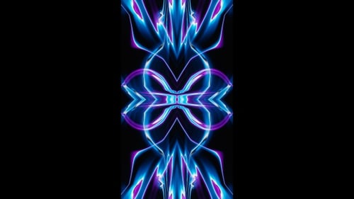 Vertical video abstract purple and blue neon curve waves vj loop animation