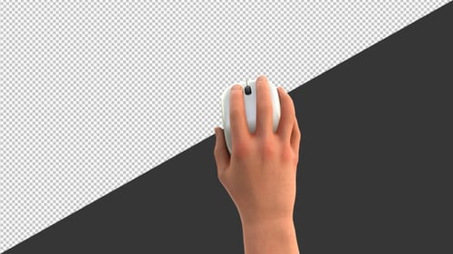 3D Hand holding computer mouse click | Alpha Channel