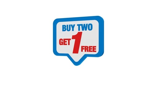 Animated 3D Buy Two Get One Free Speech Bubble
