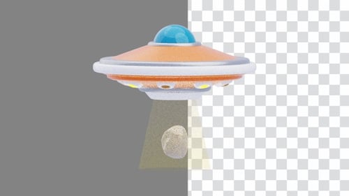 3D Animation of UFO Picks up an object | Alpha Channel