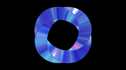 Torus Circle Twist Blue Metal Steel Glossy Glass Reflect Reflection Chrome Holographic Hologram 1