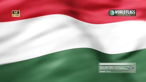 Waving Hungarian Flag With Realistic Fabric Texture