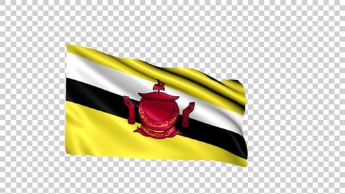 Realistic Brunei National Flag Waving Seamless Loop