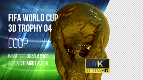 Golden 3D Rotating World Cup Trophy for Sports Broadcasts