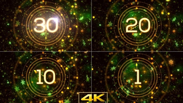 Glittering Golden New Year Countdown with Festive Snowflakes ...