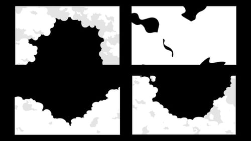 Animated Flat Design Cartoon Smoke Shape Transitions