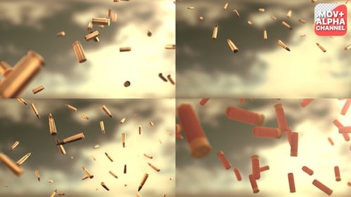 Animated 3D Falling Ammunition Bullet Casings and Shells