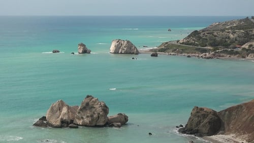 Picturesque beach, beautiful rocks, waves and turquoise water. Tropical nature. Summer holidays.