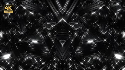 Abstract Sparkling Geometric Kaleidoscope Tunnel Loop Background